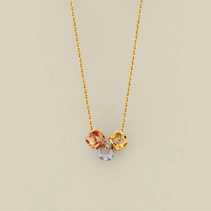 14k solid gold cubes necklace 17” + 1” perfect gift real gold necklace